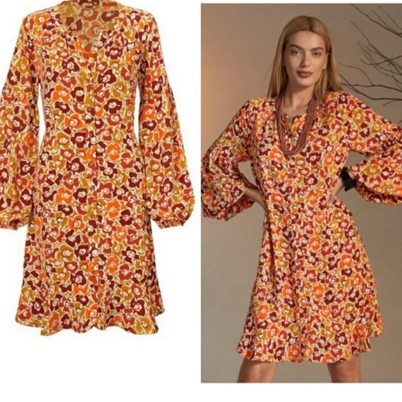 CAbi "Daydream" A-Line Midi Dress Size Medium, Style #4238, Colorful, Autumn - Picture 13 of 14